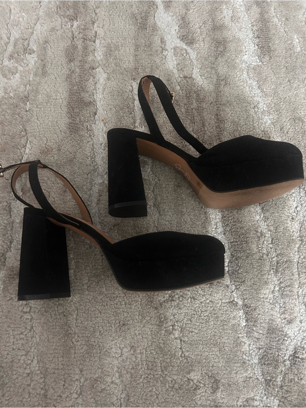 Jessica Simpson Black Suede Crisscross Strap Heels - Picture 2 of 4